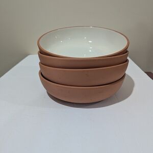 Set of 4 Sainsbury's Terracotta and Off White 9" X 3" Bowls